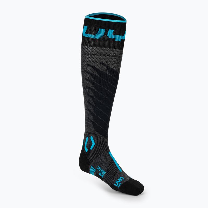 Men's ski socks UYN Ski One Merino anthracite/turquoise 2