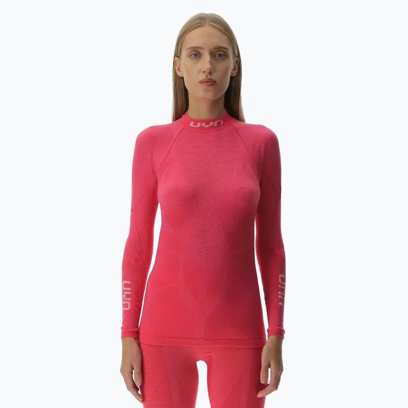 Women's thermal active sweatshirt UYN Elevation Biomorph LS Turtle Neck pink yarrow