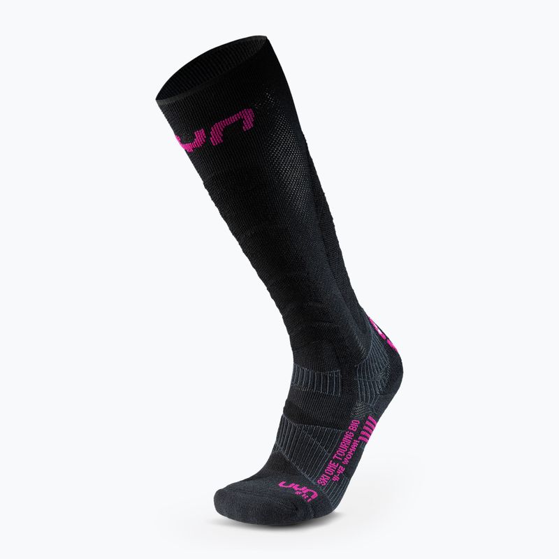 Women's ski socks UYN Ski Touring One Bio black/pink yarrow 5