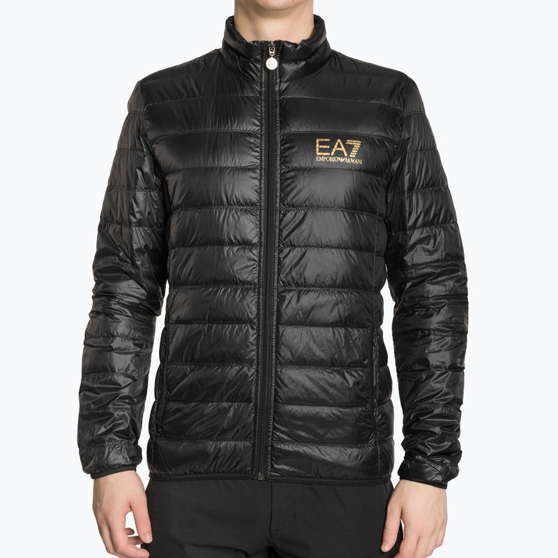 Men's EA7 Emporio Armani Train Core ID Down Light black/gold logo jacket