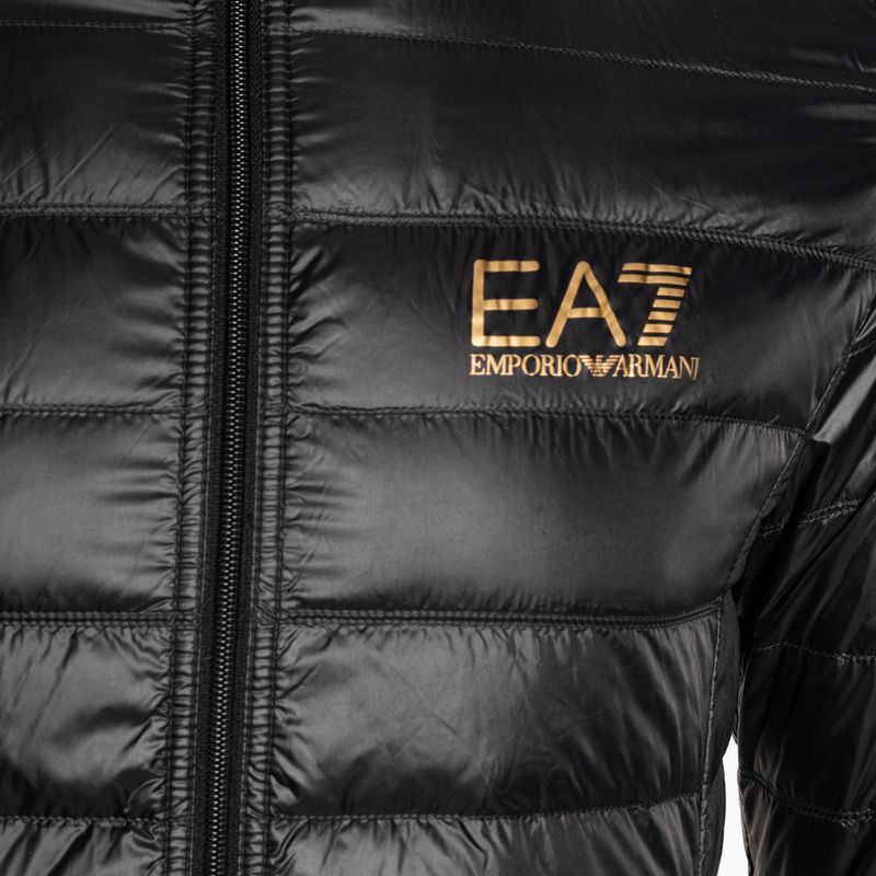 Men's EA7 Emporio Armani Train Core ID Down Light Hoodie black/gold logo jacket 9