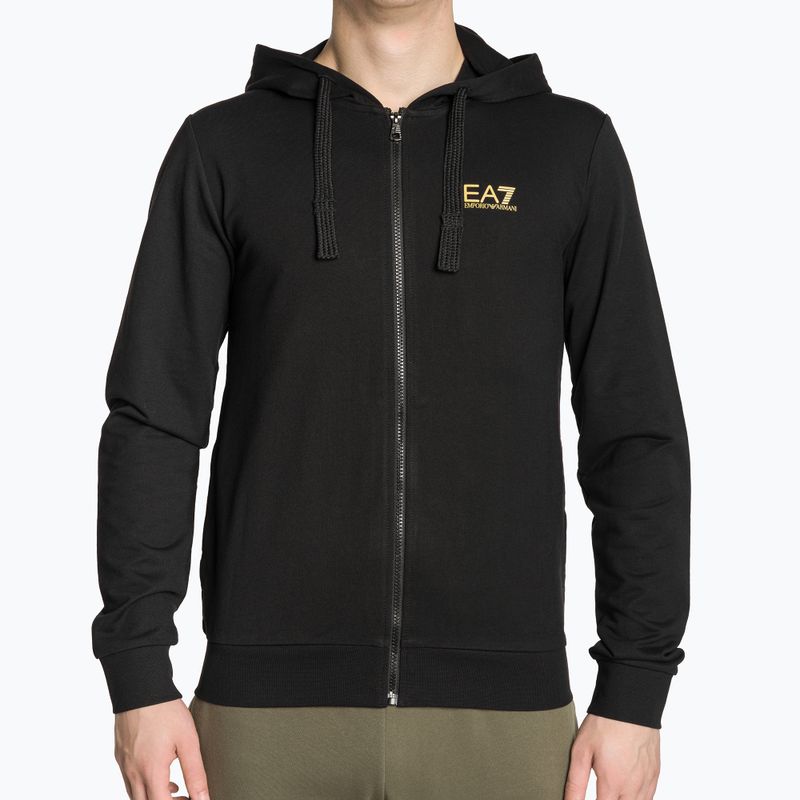Men's EA7 Emporio Armani Train Core ID Hoodie FZ Coft black/gold logo sweatshirt
