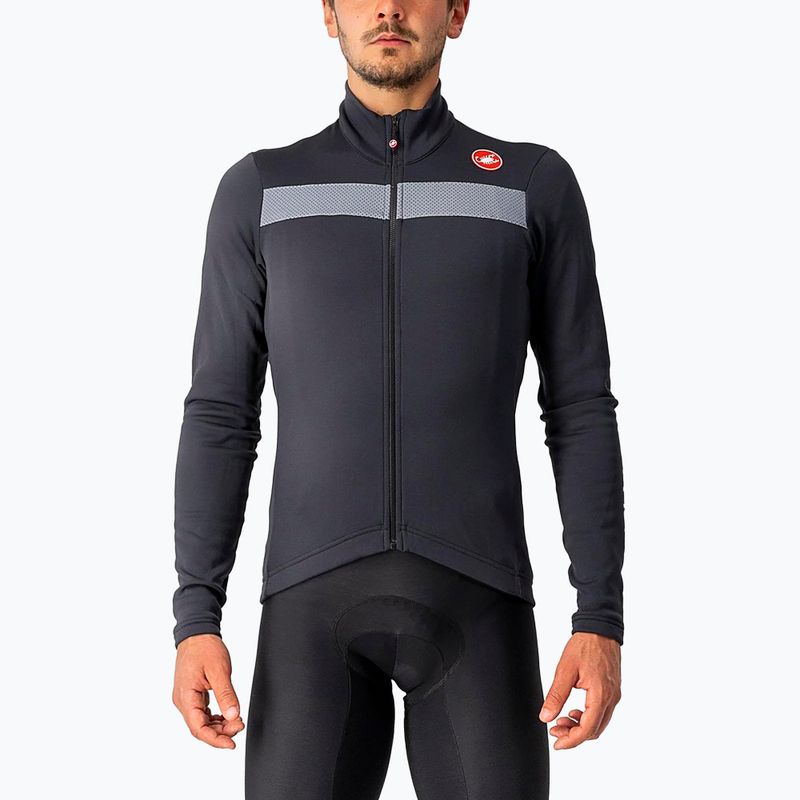 Men's Castelli Puro 3 FZ light black/silver reflex bicycle sweatshirt