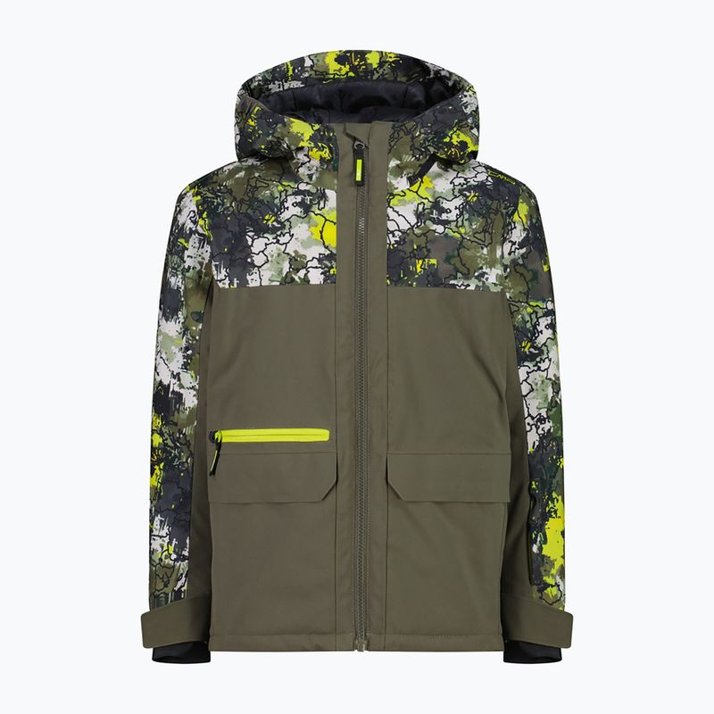 Children's ski jacket CMP 36W0714P Fix Hood olive/acido