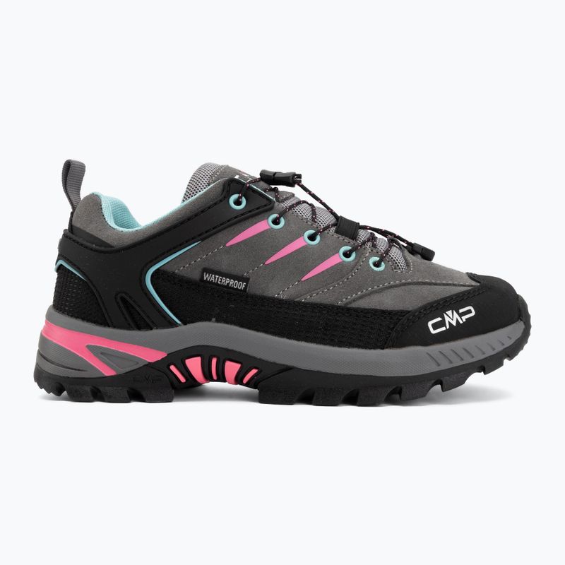Children's trekking boots CMP Rigel 2.0 Low Waterproof grey/acquarius/pink fluo 2