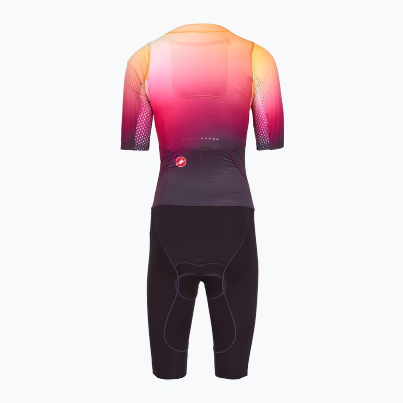 Women's cycling suit Castelli Free Sanremo 3 SS W dark night shade/vivid orange-bright rose 2