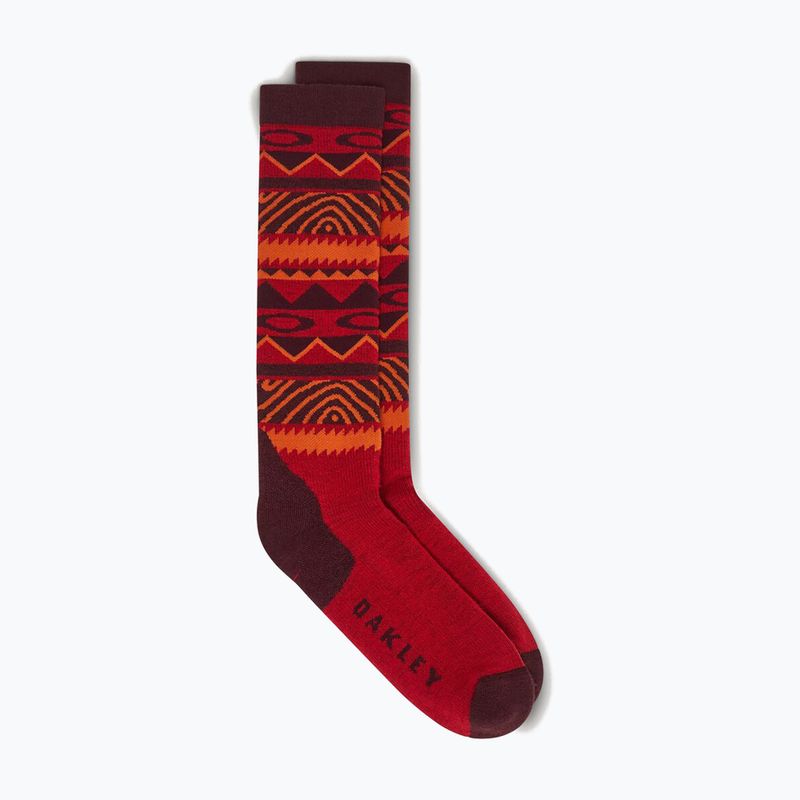 Oakley Wanderlust Perf Socks 2.0 grenache norway pattern ski socks 3