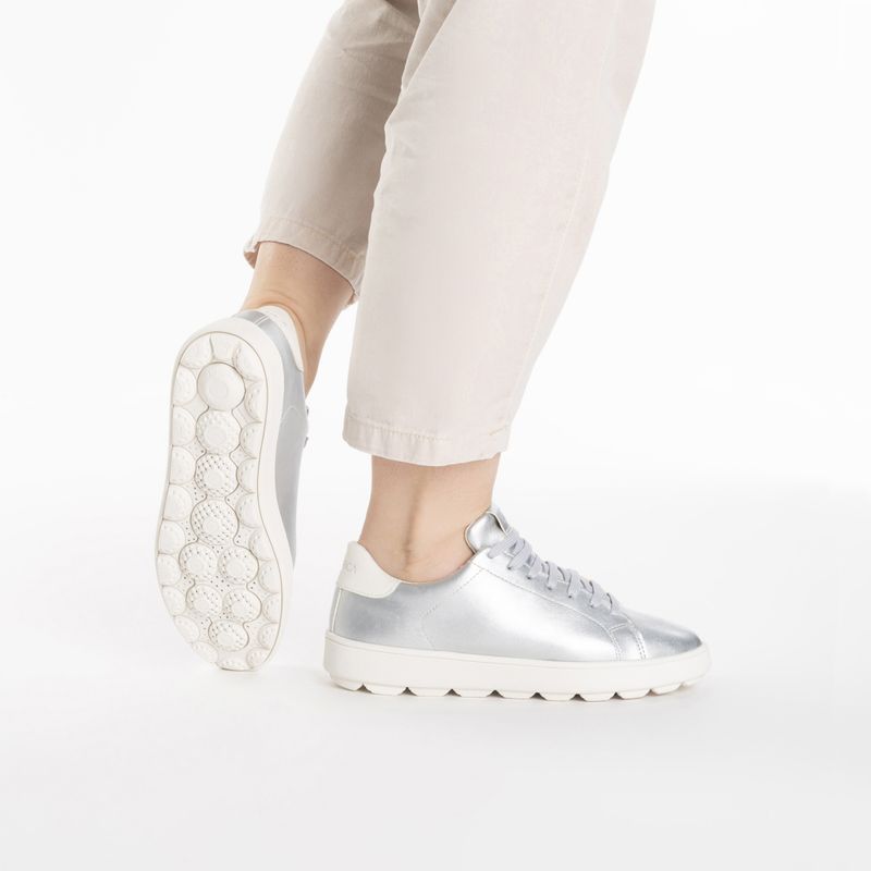 Geox Spherica Ecub-1 silver/optic white women's shoes 2