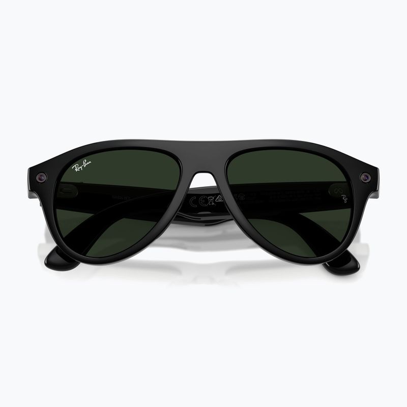 Glasses with a camera Ray-Ban Meta Aviator shiny black/trs g. green 9
