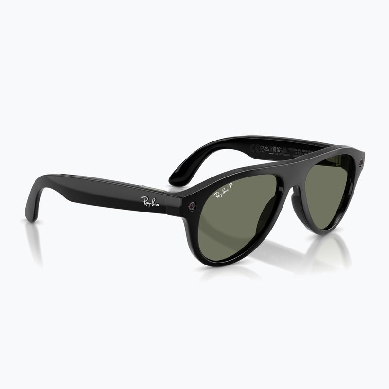 Glasses with a camera Ray-Ban Meta Aviator shiny black/g15 green polar 4