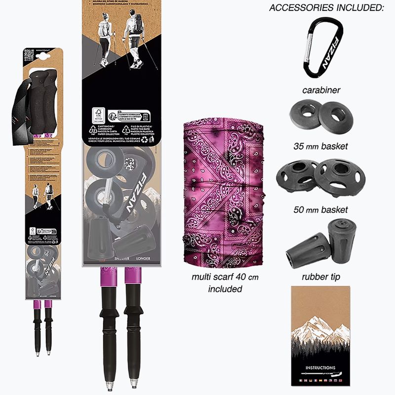 Fizan Compact MS magenta trekking poles 4