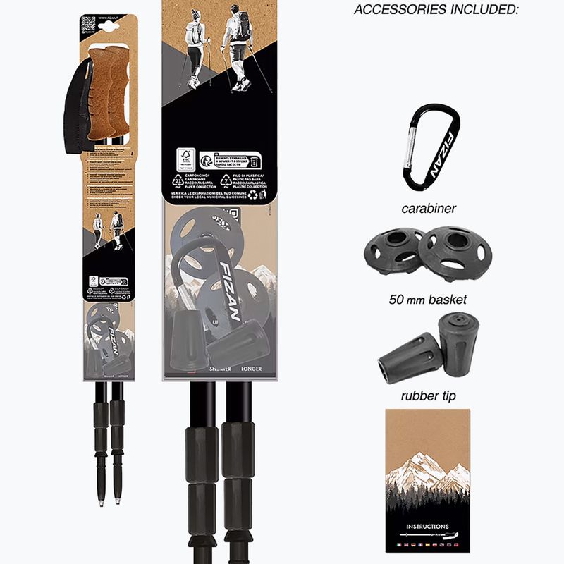 Fizan Tierra grey/coral trekking poles 4