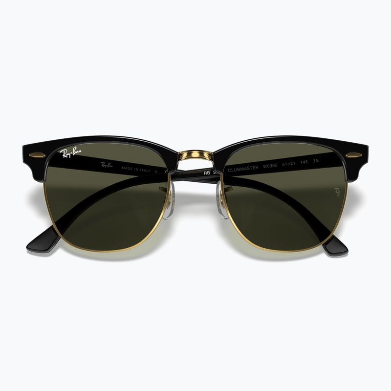 Sunglasses Ray-Ban Clubmaster Classic black/gold/green g-15 3