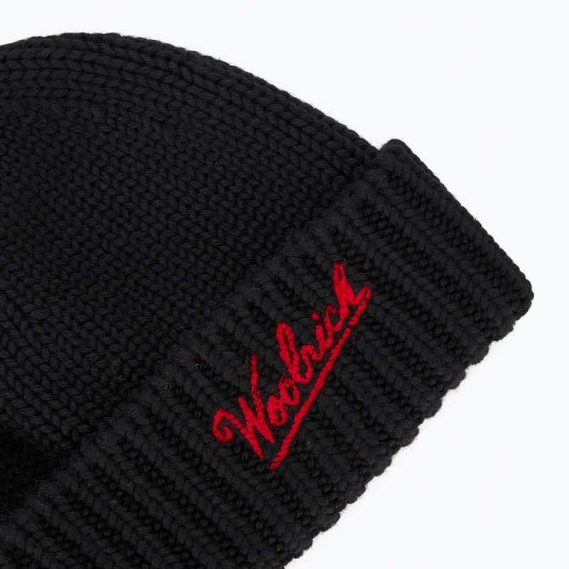 Men's winter hat Woolrich Merino Wool Logo Beanie black 3