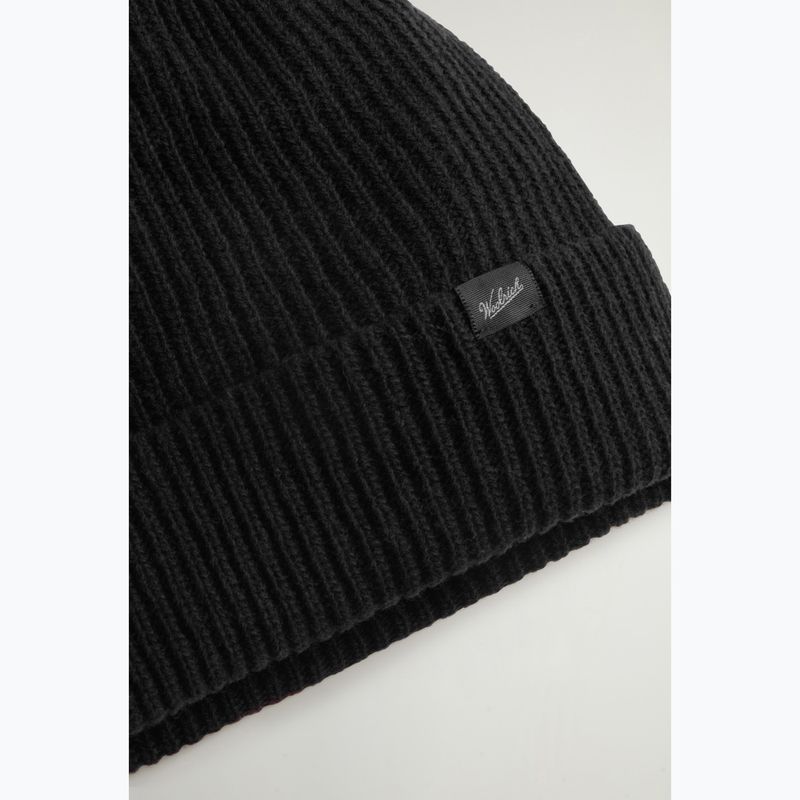 Men's winter hat Woolrich Knitted Ribbed Beanie black 3