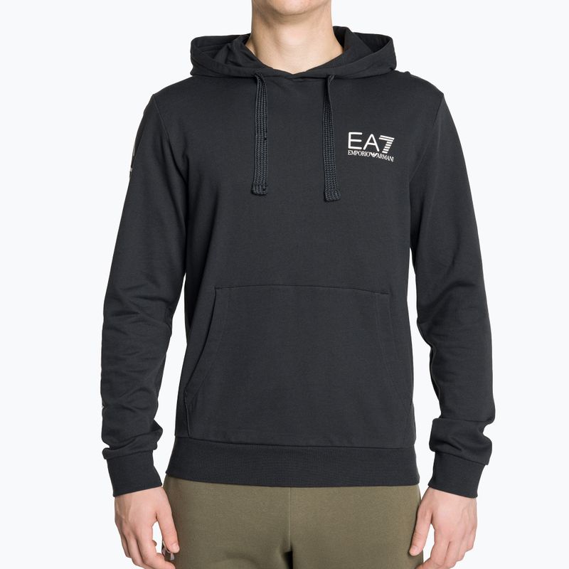 Men's EA7 Emporio Armani Train Logo Series Hoodie Extended Logo Coft night blue/white logo sweatshirt
