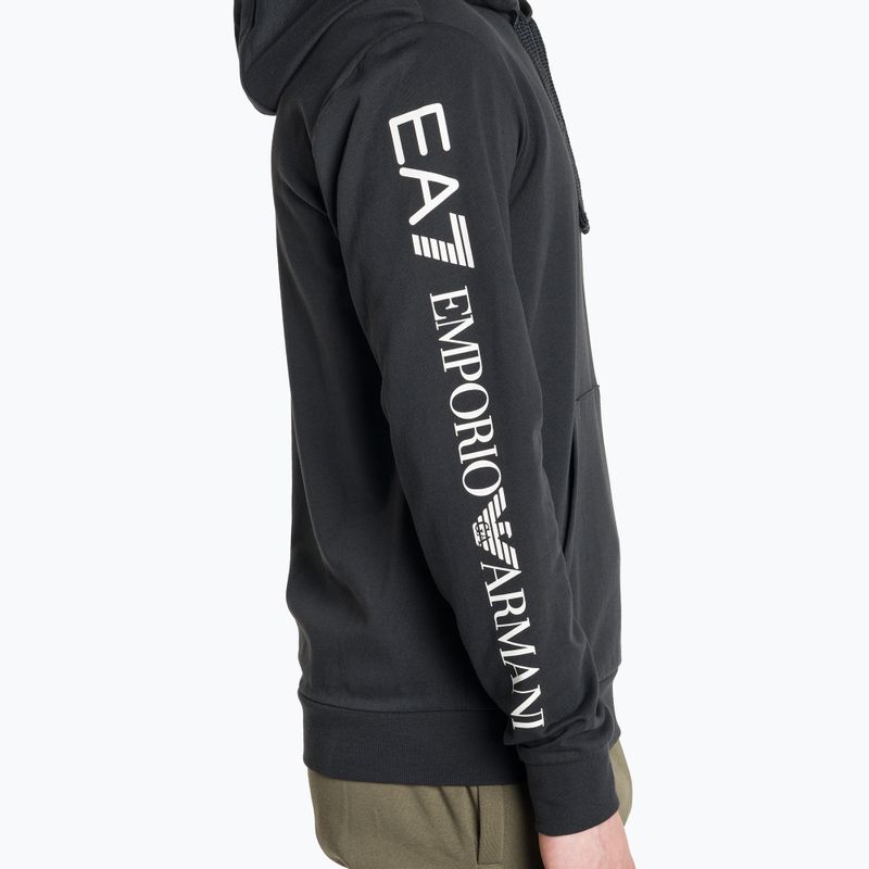 Men's EA7 Emporio Armani Train Logo Series Hoodie Extended Logo Coft night blue/white logo sweatshirt 4