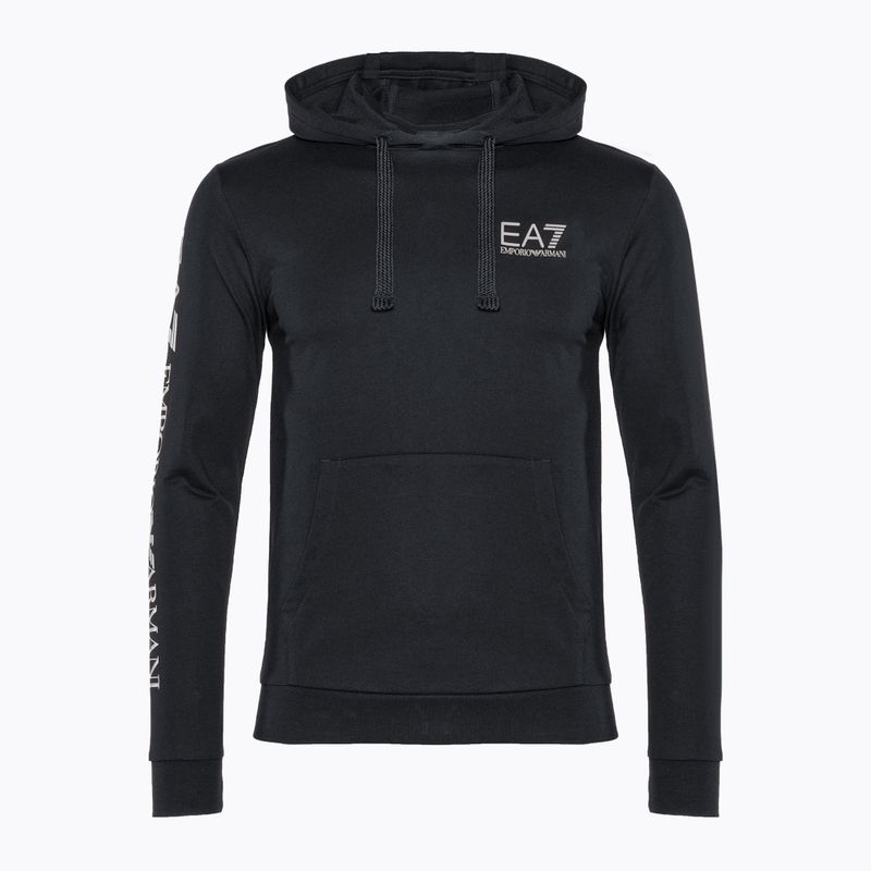 Men's EA7 Emporio Armani Train Logo Series Hoodie Extended Logo Coft night blue/white logo sweatshirt 5