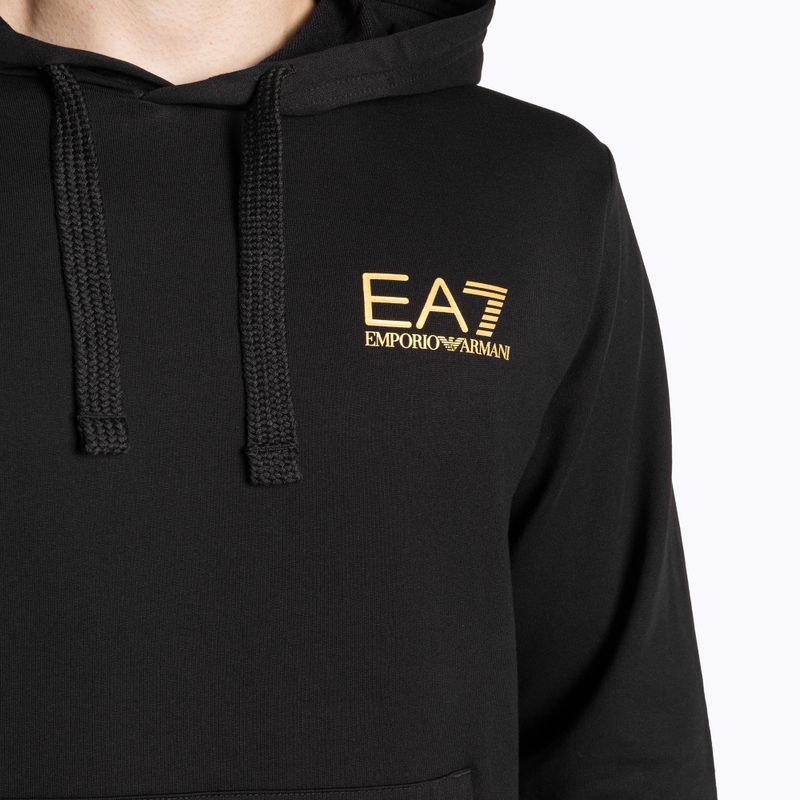 Men's EA7 Emporio Armani Train Logo Series Hoodie Extended Logo Coft black/gold logo sweatshirt 3