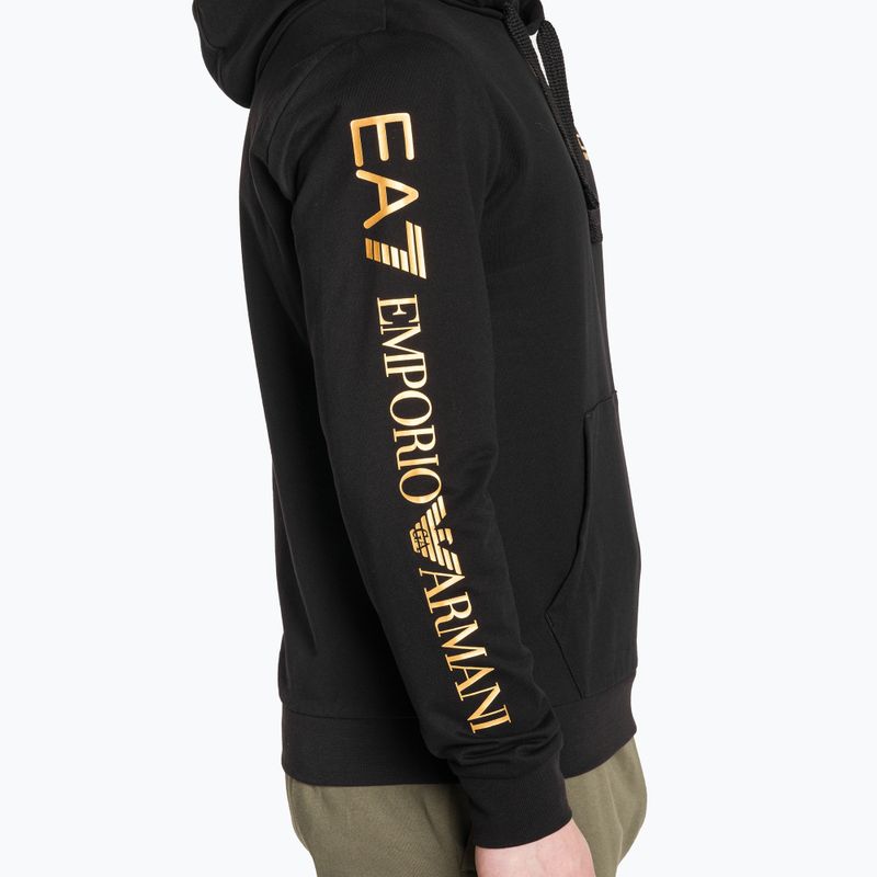 Men's EA7 Emporio Armani Train Logo Series Hoodie Extended Logo Coft black/gold logo sweatshirt 4