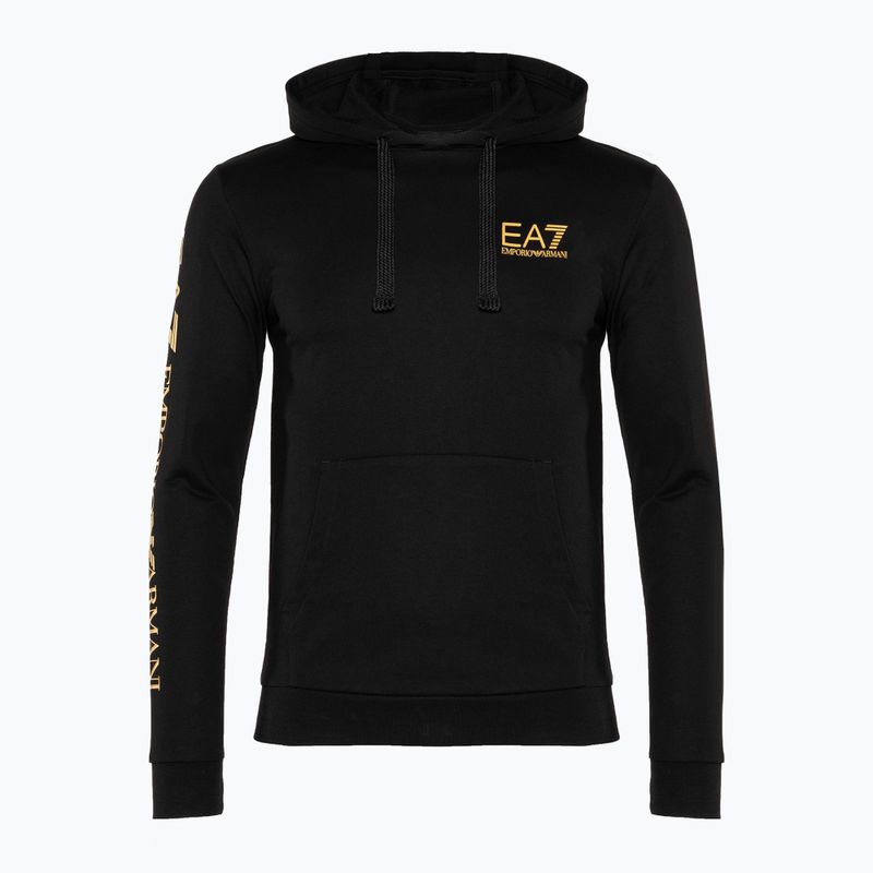 Men's EA7 Emporio Armani Train Logo Series Hoodie Extended Logo Coft black/gold logo sweatshirt 5