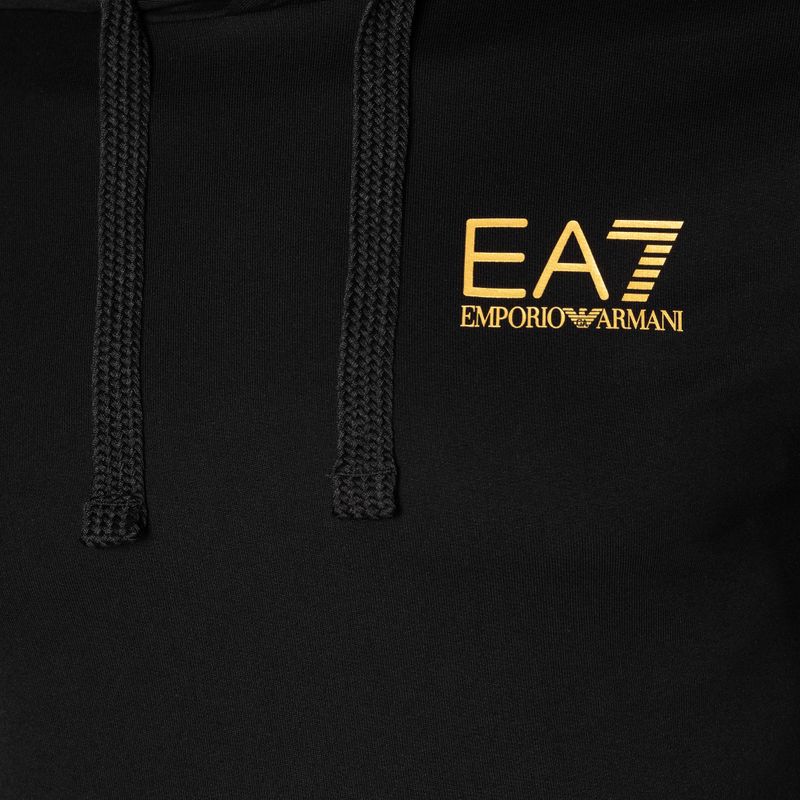Men's EA7 Emporio Armani Train Logo Series Hoodie Extended Logo Coft black/gold logo sweatshirt 7