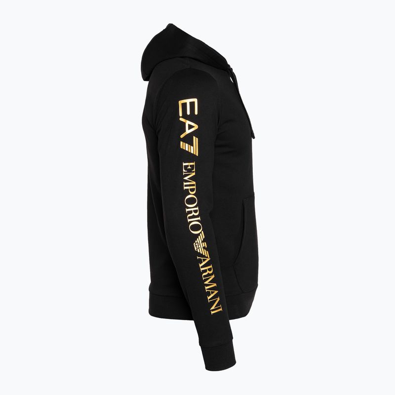 Men's EA7 Emporio Armani Train Logo Series Hoodie Extended Logo Coft black/gold logo sweatshirt 8