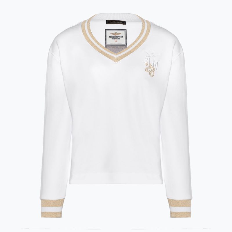 Aeronautica Militare Lady V-Neck sweatshirt bianco ottico