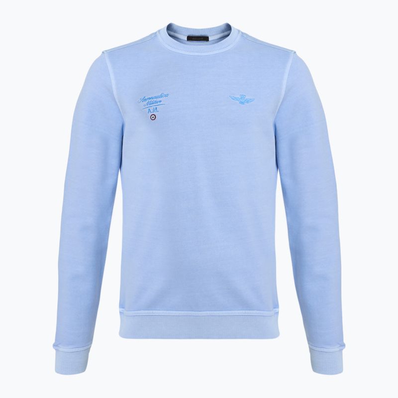 Men's Aeronautica Militare Girocollo ice blue washed sweatshirt
