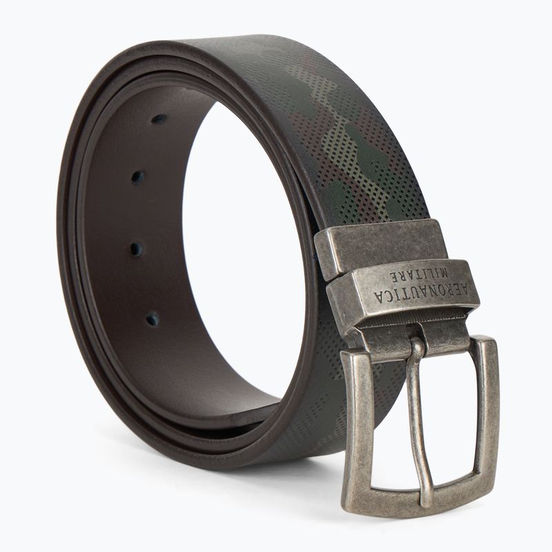 Men's belt Aeronautica Militare 251CP264PL276 camou military olive / testa di moro