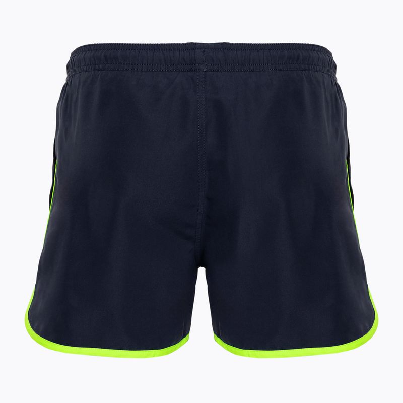 Men's EA7 Emporio Armani Water Sports Core Piping blu navy/fluo lime swim shorts 2