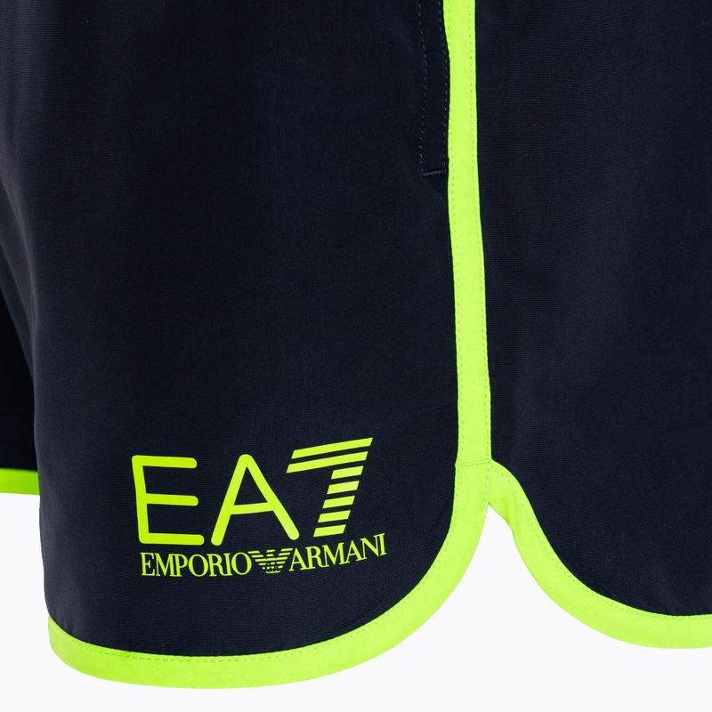 Men's EA7 Emporio Armani Water Sports Core Piping blu navy/fluo lime swim shorts 3