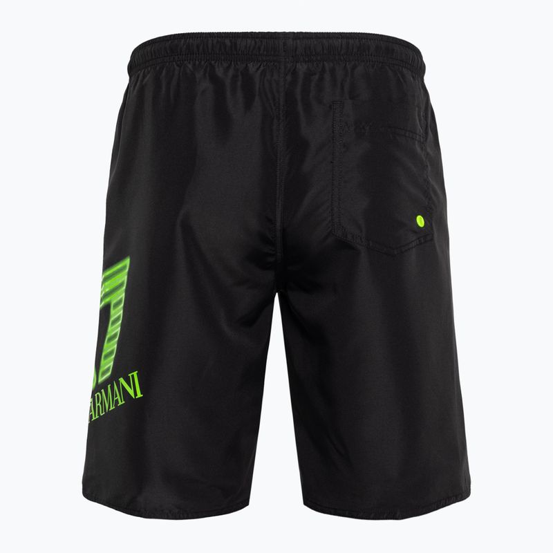 Men's EA7 Emporio Armani Water Sport Logo Bermuda swim shorts nero/fluo lime 2