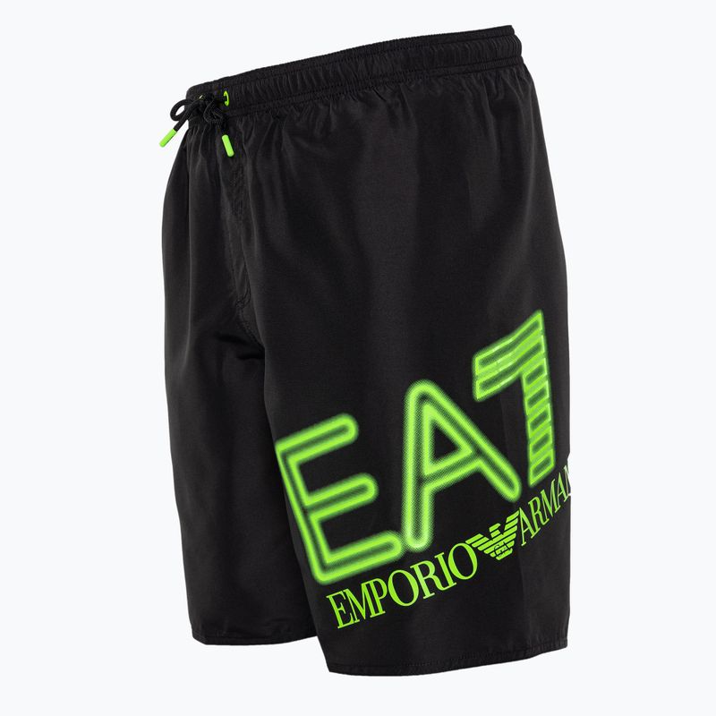 Men's EA7 Emporio Armani Water Sport Logo Bermuda swim shorts nero/fluo lime 3