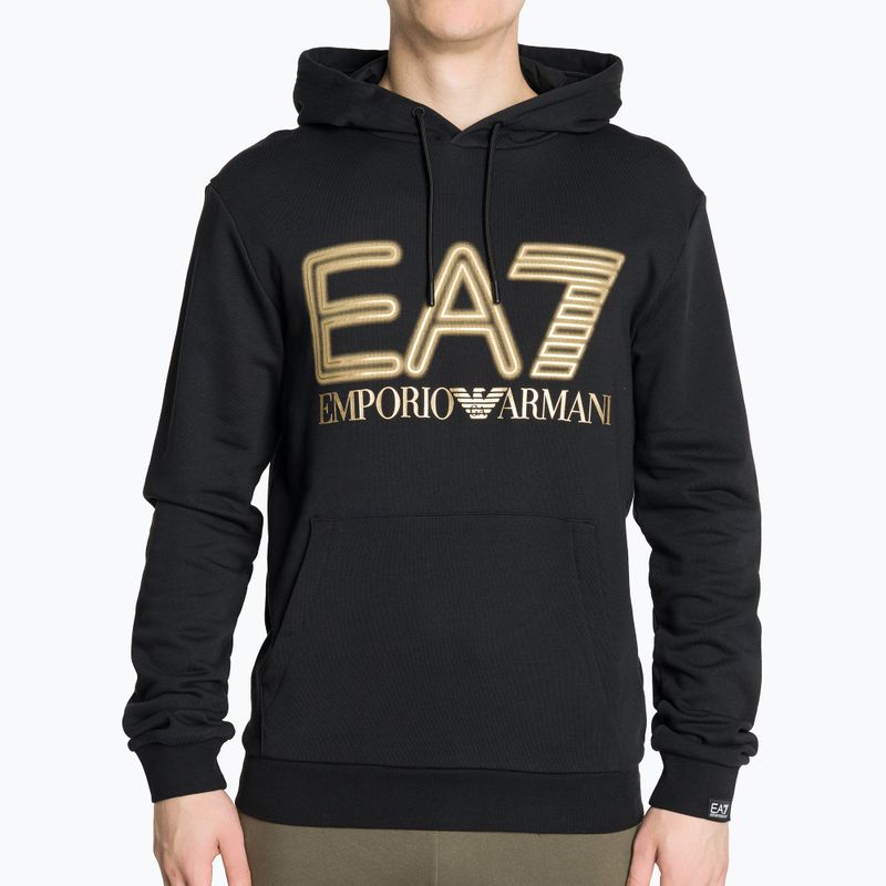 Men's EA7 Emporio Armani Train Logo Series Oversize Logo Hoodie Coft black