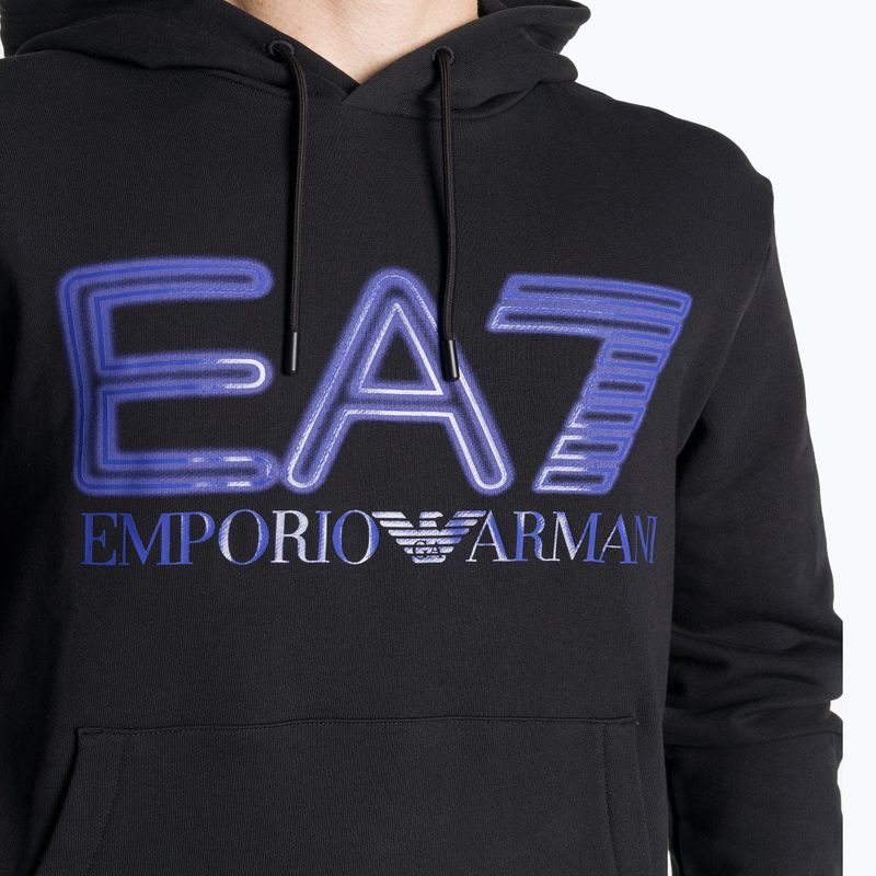 Men's EA7 Emporio Armani Train Logo Series Oversize Logo Hoodie Coft black 3