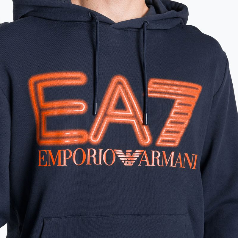 Men's EA7 Emporio Armani Train Logo Series Oversize Logo Hoodie Coft navy blue 3