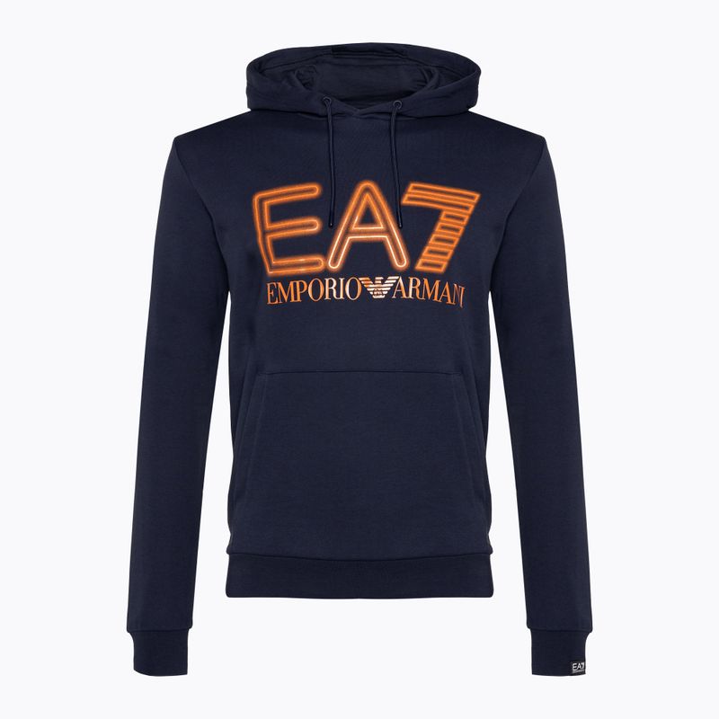 Men's EA7 Emporio Armani Train Logo Series Oversize Logo Hoodie Coft navy blue 5