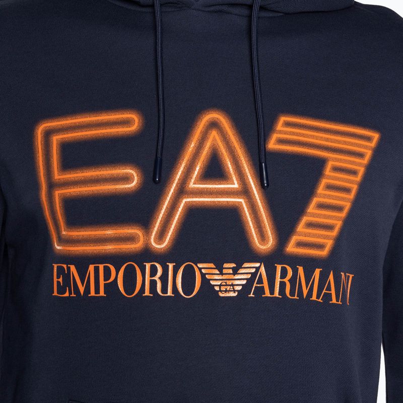 Men's EA7 Emporio Armani Train Logo Series Oversize Logo Hoodie Coft navy blue 7