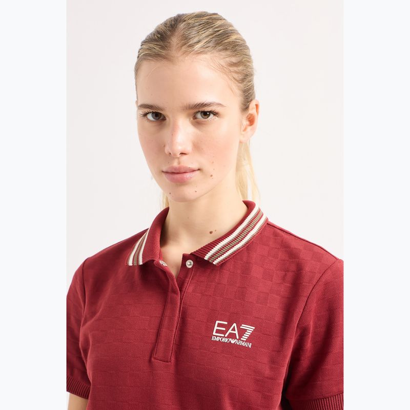 Women's EA7 Emporio Armani Golf Pro Polo Damier syrah shirt 4