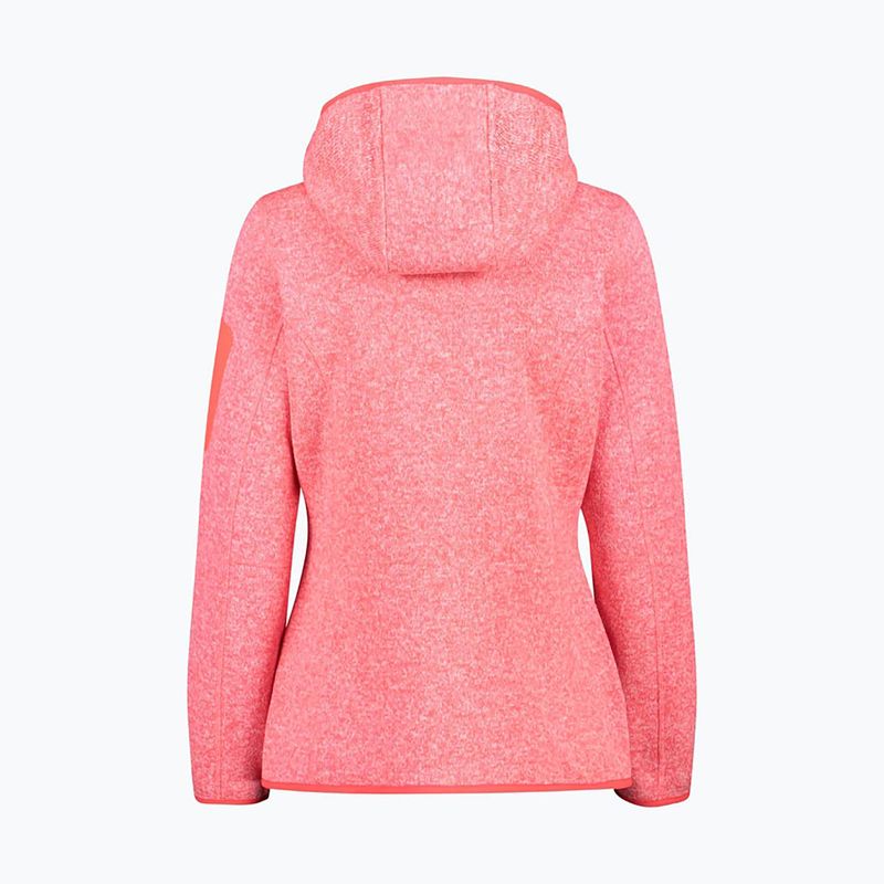 Women's CMP Red Fluo/Bianco fleece sweatshirt 3H19826/07CM 3