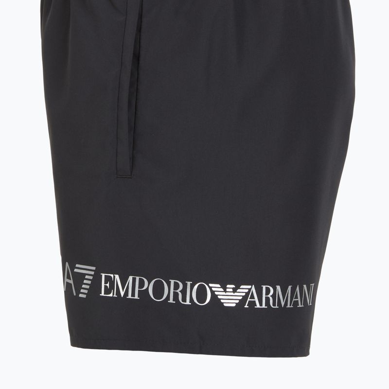 Men's EA7 Emporio Armani Extended Logo Boxer swim shorts black / silver 3