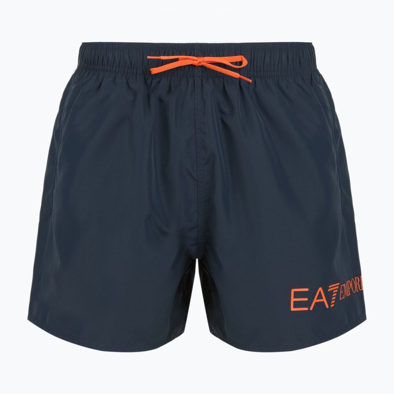 Men's EA7 Emporio Armani Extended Logo Boxer swim shorts armani blue / tangerine tango