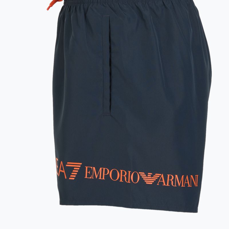 Men's EA7 Emporio Armani Extended Logo Boxer swim shorts armani blue / tangerine tango 3