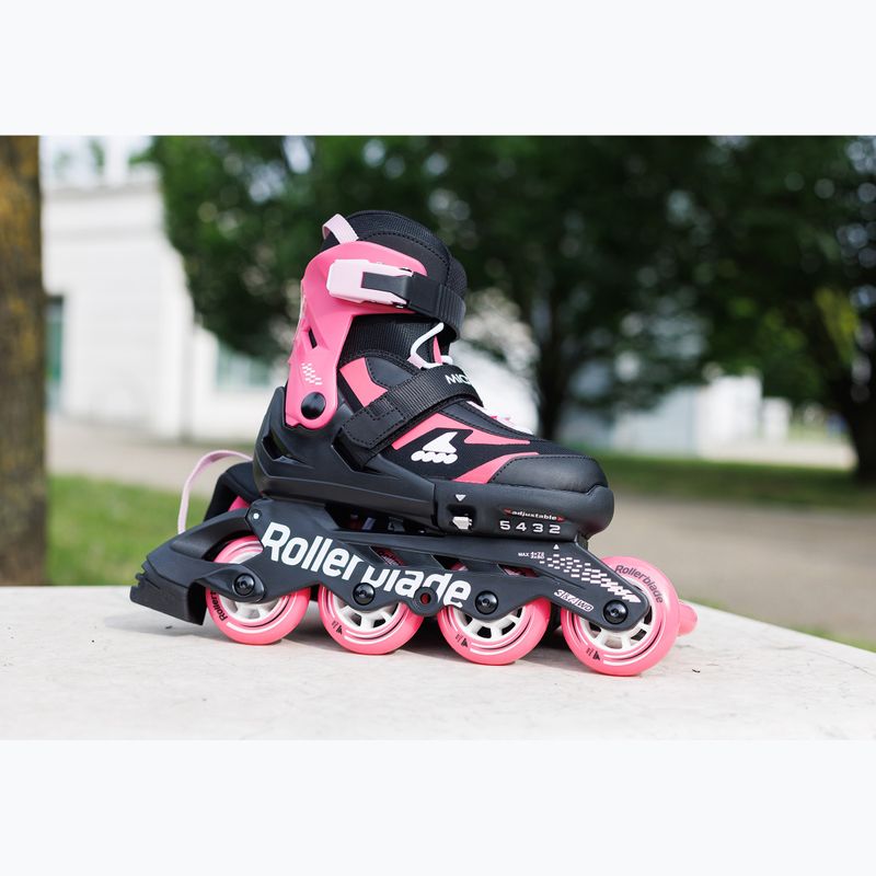 Children's roller skates with protectors Rollerblade Microblade Combo Jr black/pink 8