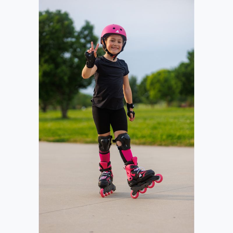 Children's roller skates with protectors Rollerblade Microblade Combo Jr black/pink 12