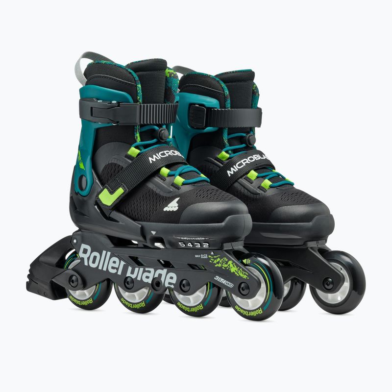 Rollerblade Microblade XT Jr children's roller skates black/petrol green 2