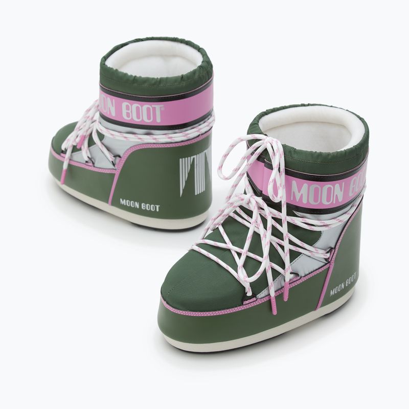 Women's Moon Boot Icon Low Space Racing forest green/silver/pink snow boots 8