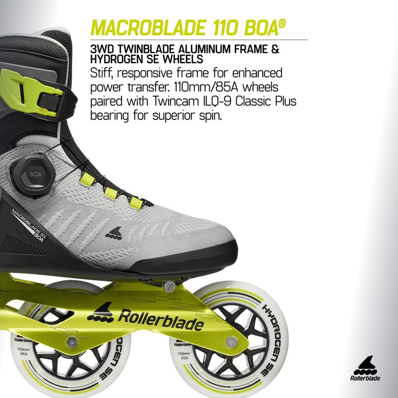 Men's inline skates Rollerblade Macroblade 110 Boa black/grey/lime 9