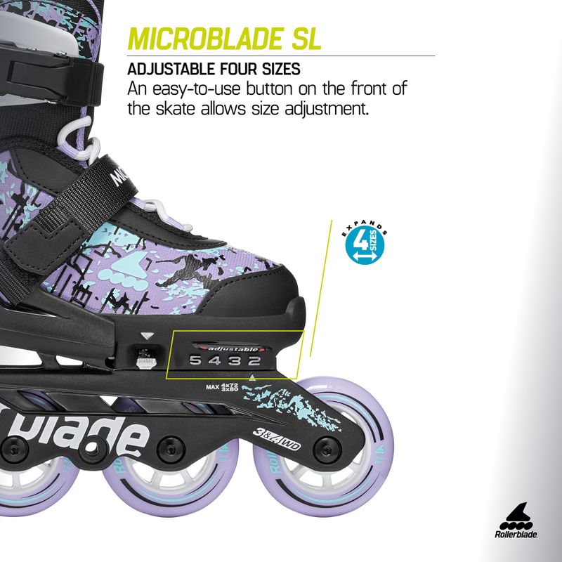 Children's inline skates Rollerblade Microblade SL Jr black/lavender/light blue 9